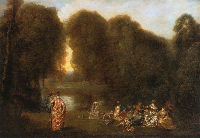WATTEAU, Antoine Gathering in the Park oil painting picture